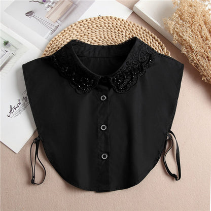 Set of 2 Women's Shirt Collars - Detachable Point Collar Basic - Collars for Women - Ruffles - Detachable Women's Collars to Wear Undergarments - Shirt Collar - Shirt Collar - Faux Detachable Collar - Shirt Replacement - One Size Adjustable - Black and Wh - Image 5
