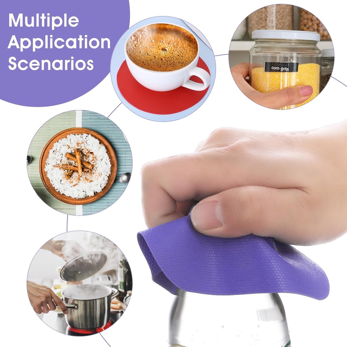 Can Opener - 8 Pieces - Rubber Jar Openers - Rubber Bottle Opener Gripper Pad - Coasters - Cap Opener - Jar Opener - Multifunctional Jar Opener for Seniors - Kitchen Coasters - Aids for the Elderly - Kitchen Aid - Arthritis Weak Hands - Image 5