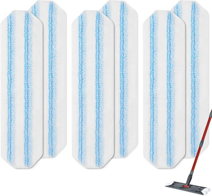 6-Pack - Microfiber mop pad replacement suitable for O Cedar H2pro mop system - Mop head replacement suitable for O-Cedar/Vileda H2pro - Machine washable, Reusable pad replacement - For Deep Cleaning