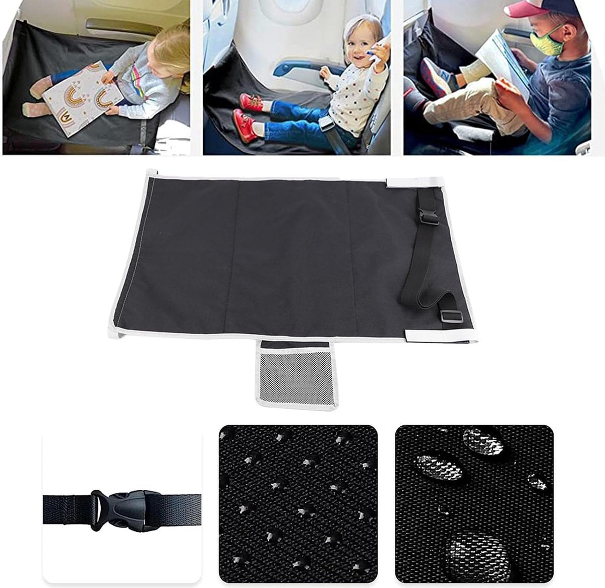 Airplane Bed - Baby Bed - Airplane Beds - Airplane Bed - Airplane Footrest - Must Have For Traveling - Ideal For Airplanes And Cars - Comfortable - Washable - Compact And Portable - Black - Image 3