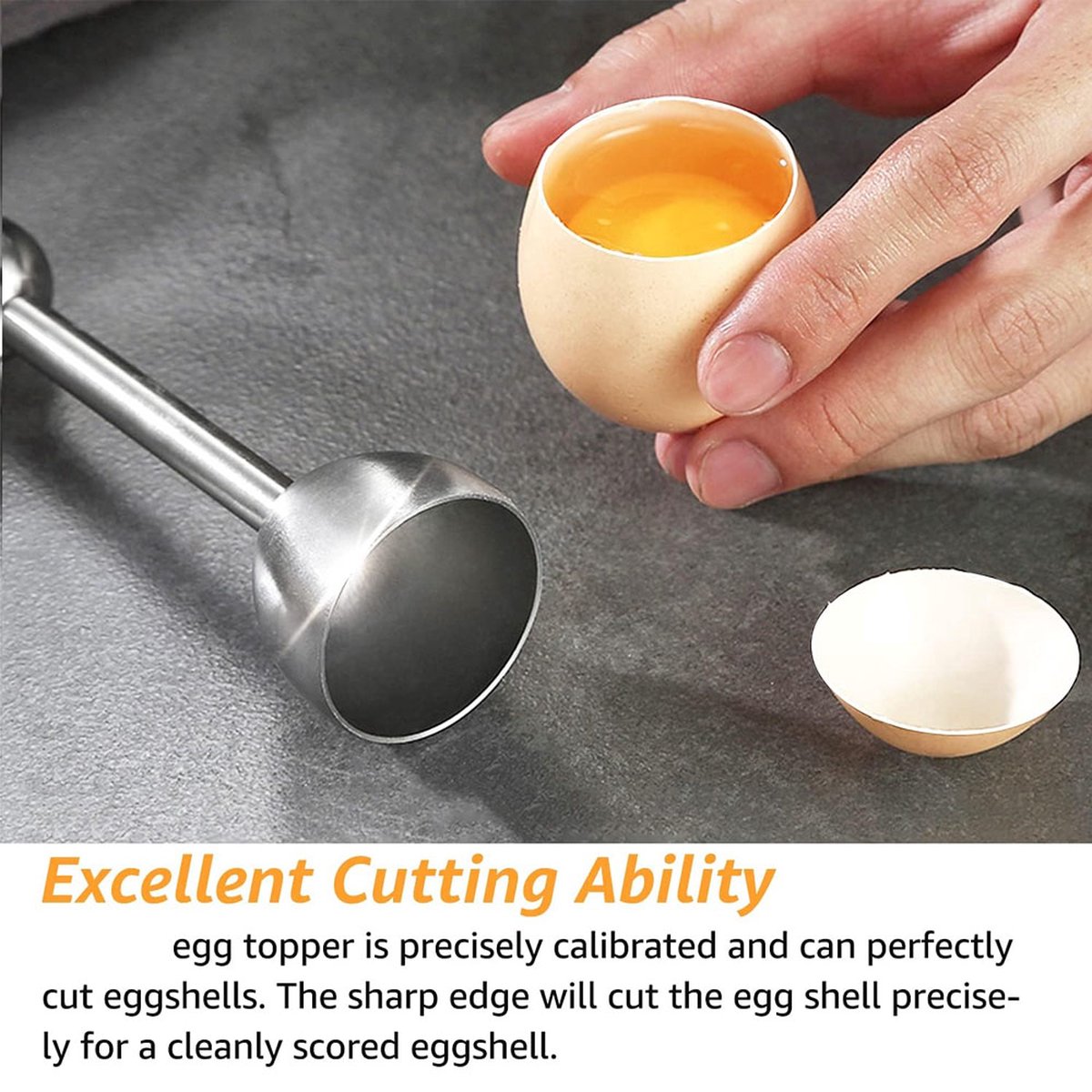 Eggshell Cutter - Stainless Steel - Egg Cutters - Eggshell Opener - Egg Decapitator - Egg Topper - Egg Unchopper - Egg Slicer - Kitchen Utensils - Silver - 1 Piece - Dishwasher Safe - Image 3