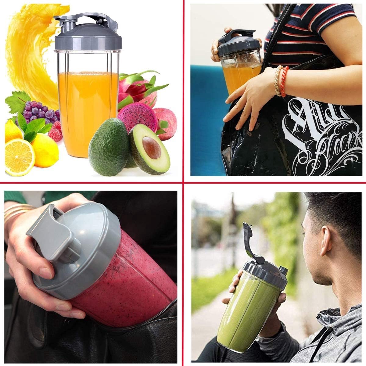 5 Pieces - Suitable for Nutribullet Blender Cup and Blade Replacement Set - Includes Large 32 Oz Cup - 1 Flip-Up Carrying Lid - 1 Premium Extractor Blade - 2 Rubber Seals - Compatible with Nutribullet 600w/900w Blenders - Image 4