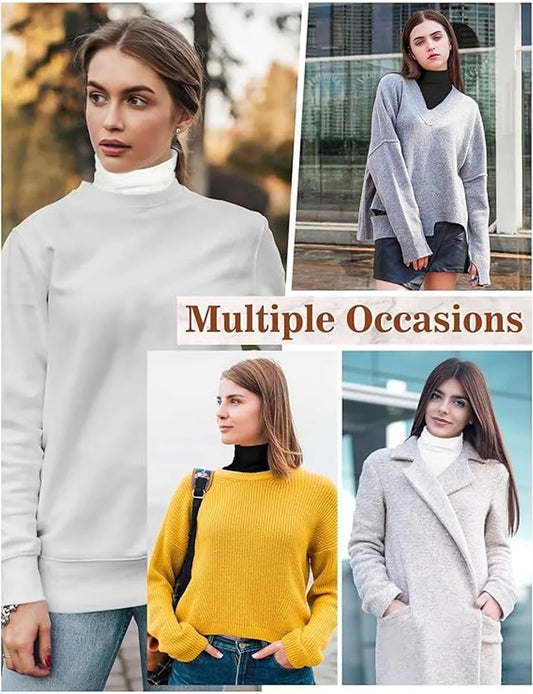 2 Pieces Faux Turtleneck Sweater Women - Windproof & Warm - Patch Turtleneck - Collars for Women - Faux Longneck Sweater - Faux Turtleneck - Fake Turtleneck - Turtleneck Collar - Turtleneck - One Size - Black and White - Women's Collar to Wear Under Somet - Image 2