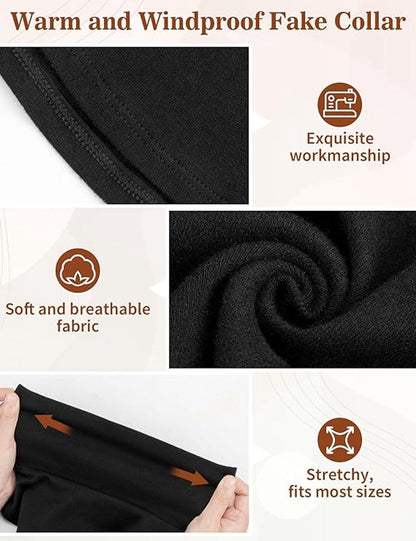 2 Pieces Faux Turtleneck Sweater Women - Windproof & Warm - Patch Turtleneck - Collars for Women - Faux Longneck Sweater - Faux Turtleneck - Fake Turtleneck - Turtleneck Collar - Turtleneck - One Size - Black and White - Women's Collar to Wear Under Somet - Image 3