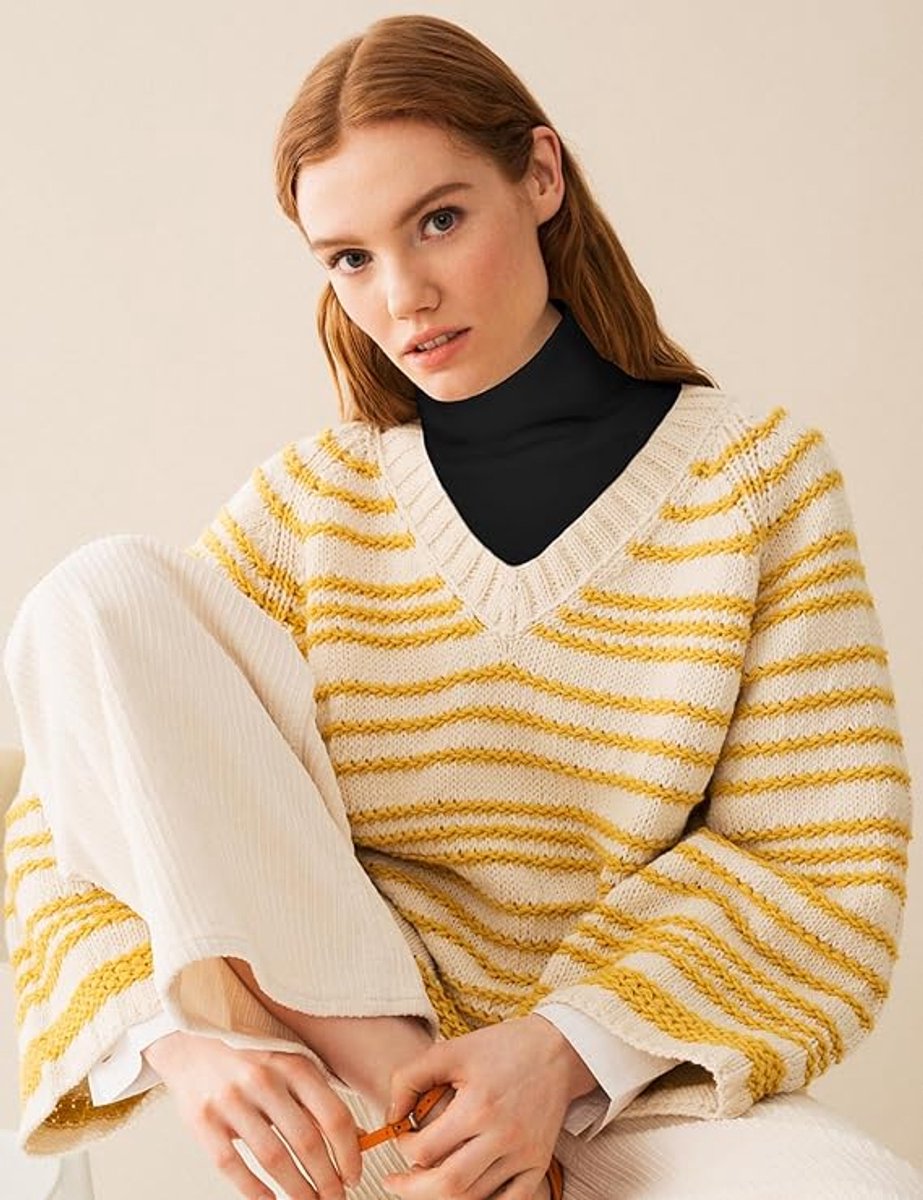 2 Pieces Faux Turtleneck Sweater Women - Windproof & Warm - Patch Turtleneck - Collars for Women - Faux Longneck Sweater - Faux Turtleneck - Fake Turtleneck - Turtleneck Collar - Turtleneck - One Size - Black and White - Women's Collar to Wear Under Somet - Image 4