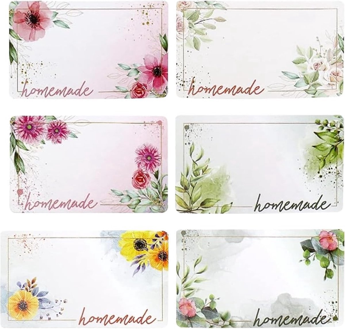 500 Pieces Jam Labels - Self-Adhesive Label - Flower Rectangular Jar Sticker Labels - For Freezer and Refrigerator - Labels - For Containers - Shelf Life Stickers - Shelf Life Labels - Freezer Containers - Refrigerator - Freezer - Writable - Image 2