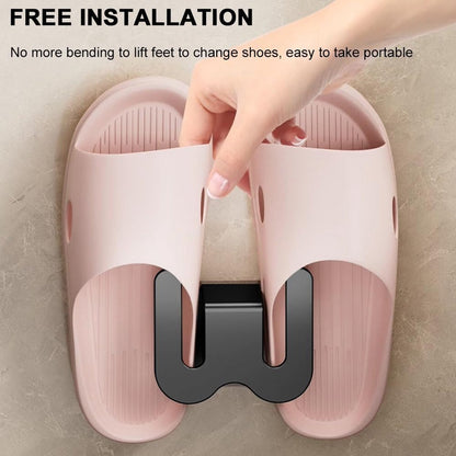 Shoe Storage - 3 Pieces - Shoe Stacker - Shoe Holder - Hanging Shoe Rack - Slipper Storage - Shoe Rack - Hooks - Space-Saving - Wall Mounting - No Drilling Required - Universal - Self-Adhesive - For Bathroom/Bedroom/Living Room - Black - Image 4