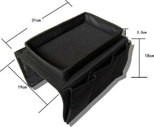 Sofa Tray with Organizer – Armrest Tray – Black - Image 4
