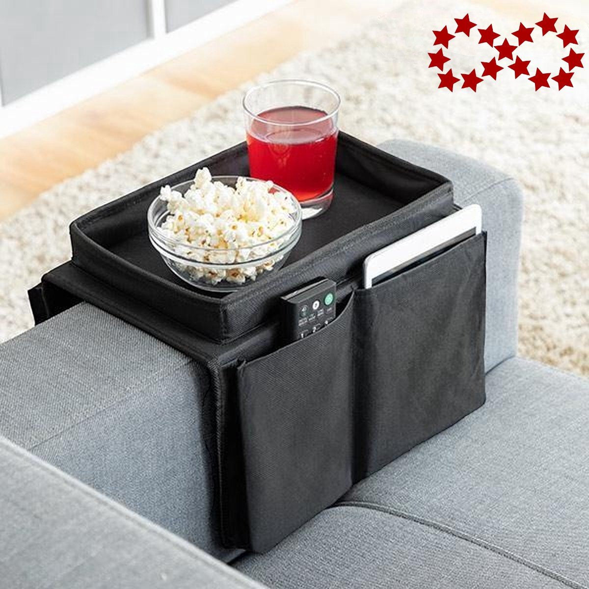 Sofa Tray with Organizer – Armrest Tray – Black - Image 5