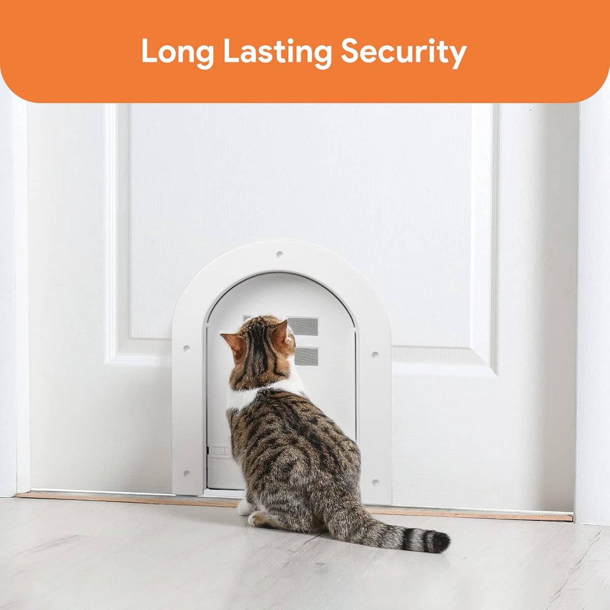 Cat flap - Cat flaps - Cat flap with tunnel - Small cat flap - Cat door - White - Magnetic closure - Waterproof - Suitable for medium & small cats - Indoor & outdoor doors - Size M - Image 4