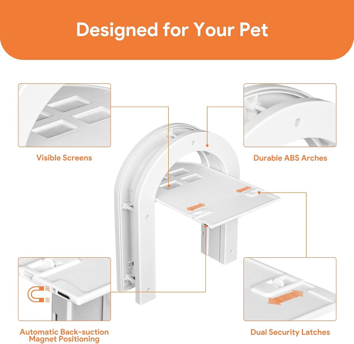 Cat flap - Cat flaps - Cat flap with tunnel - Small cat flap - Cat door - White - Magnetic closure - Waterproof - Suitable for medium & small cats - Indoor & outdoor doors - Size M - Image 5