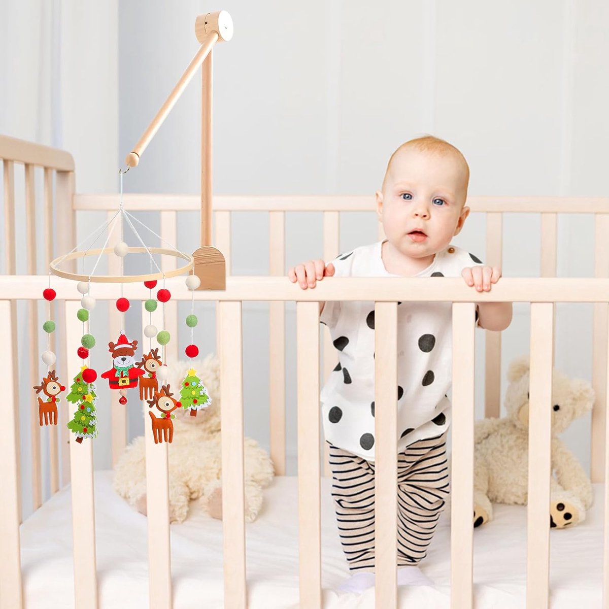 Playpen Mobile - Mobile Holder - Crib Mobile - Wooden Baby Mobile Holder - Wooden Musical Mobile Holder - Wooden Baby Mobile Holder - Wooden Playpen Mobile Holder - Baby Room Decoration - Adjustable Arm for Playpen - Easy to Mount - Adjustable - For Playp - Image 4