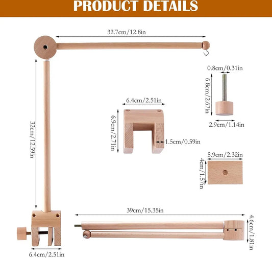 Playpen Mobile - Mobile Holder - Crib Mobile - Wooden Baby Mobile Holder - Wooden Musical Mobile Holder - Wooden Baby Mobile Holder - Wooden Playpen Mobile Holder - Baby Room Decoration - Adjustable Arm for Playpen - Easy to Mount - Adjustable - For Playp - Image 5