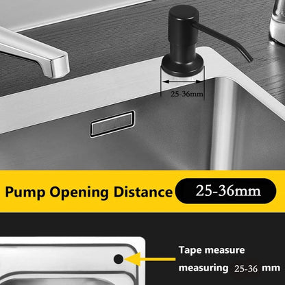 Built-in Soap Dispenser - 300ML - Stainless Steel - 360° Rotatable - Convenient - Practical - Durable - Refillable Set - 26-31mm Hole In Sink Or Countertop - Curved Spout - Soap Pump - Soap Pump - For Home Countertop - Black - High Quality - Image 2