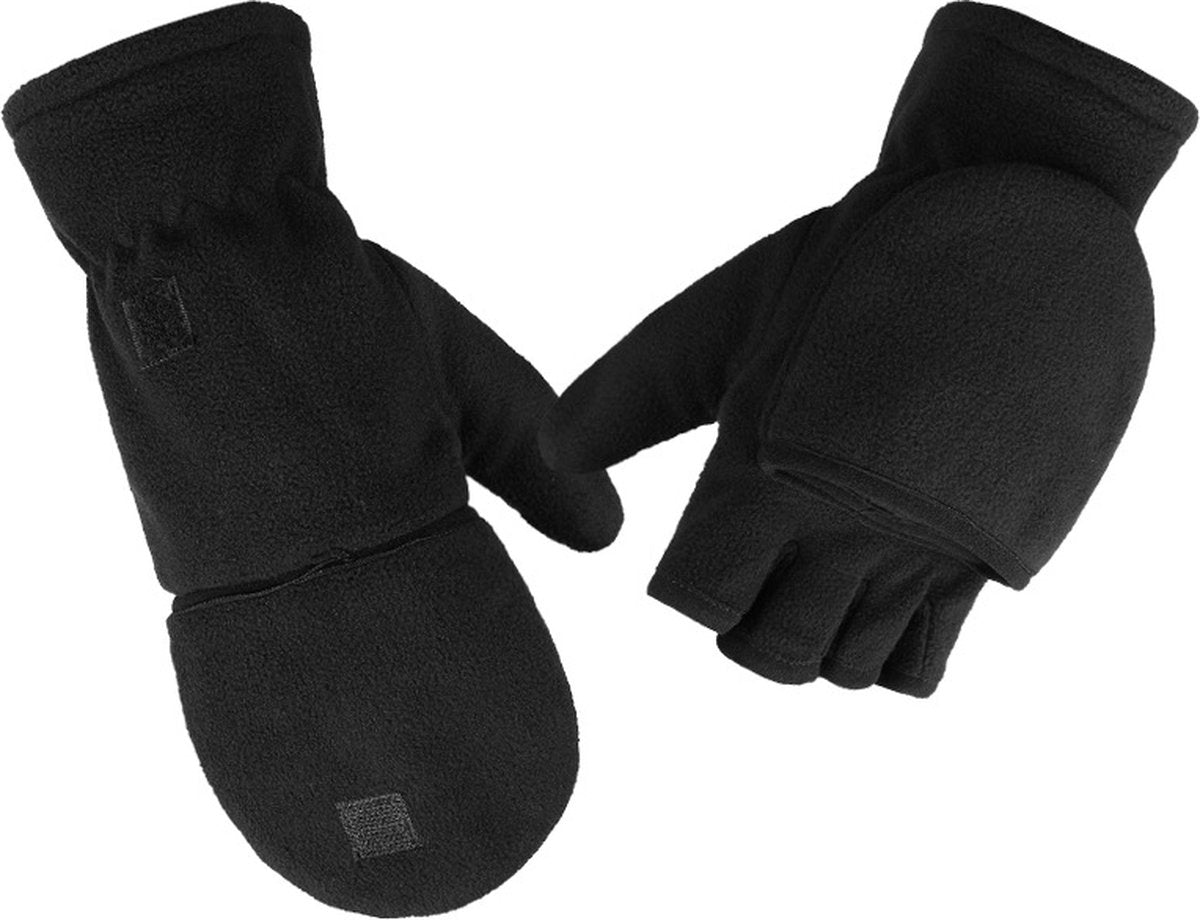Fingerless Knitted Gloves with Hood - Winter Gloves - , Fingerless Polar Fleece Gloves - Fingerless Warm Gloves - Windproof Gloves with Flip Cover for Men and Women - 1 Pair - Image 2