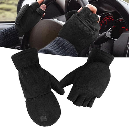 Fingerless Knitted Gloves with Hood - Winter Gloves - , Fingerless Polar Fleece Gloves - Fingerless Warm Gloves - Windproof Gloves with Flip Cover for Men and Women - 1 Pair - Image 5