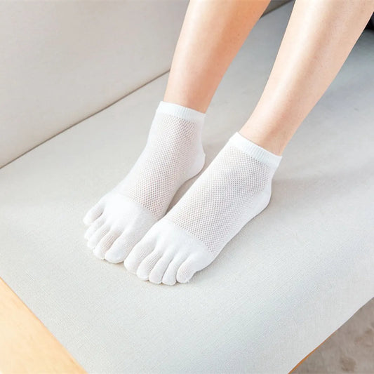 Toe Socks - Women's - Toe Socks - 5 Pairs - Cotton - Yoga Socks - Smooth Toe Seam - No Annoying Seams - Toe Socks - Toesocks - Ladies - Runner Toe Socks - Antibacterial - Breathable - Comfortable Socks - Image 3