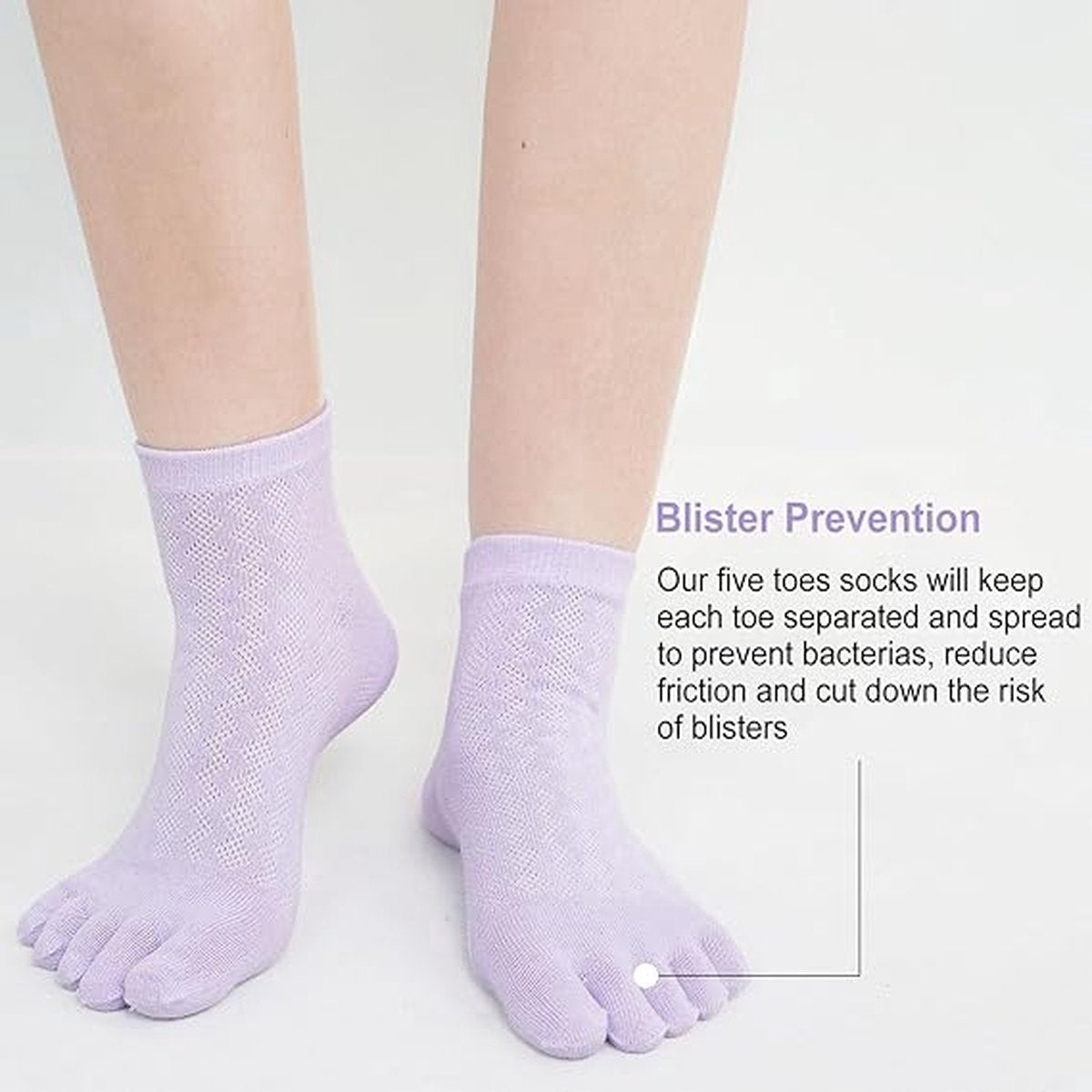 Toe Socks - Women's - Toe Socks - 5 Pairs - Cotton - Yoga Socks - Smooth Toe Seam - No Annoying Seams - Toe Socks - Toesocks - Ladies - Runner Toe Socks - Antibacterial - Breathable - Comfortable Socks - Image 4