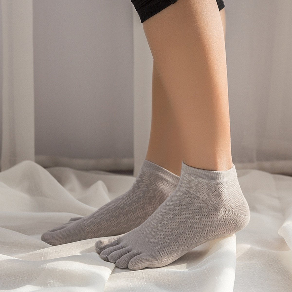 Toe Socks - Women's - Toe Socks - 5 Pairs - Cotton - Yoga Socks - Smooth Toe Seam - No Annoying Seams - Toe Socks - Toesocks - Ladies - Runner Toe Socks - Antibacterial - Breathable - Comfortable Socks - Image 5