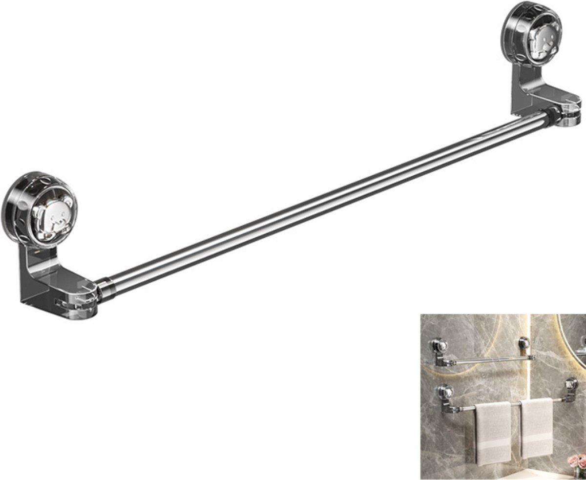 Towel Bar - Extendable Towel Holder 30-60 Cm - Bathroom Towel Rack - Towel Holder - Suction Cup No Drilling - For Bathroom, Kitchen - Swivel - Corner Towel Rack - Wall Mounting