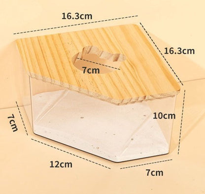 Sand Bath for Mice - Toilet Sand Bath - Dustbath for Rodents - Wooden Hamsters - Rodent Accessory Sand Bath - Sand Tray Enclosed House - Sand Tray - Triangle - Sand Bath for Hamsters and Small Animals - For Hamsters/Gerbils - Image 2