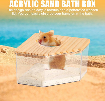 Sand Bath for Mice - Toilet Sand Bath - Dustbath for Rodents - Wooden Hamsters - Rodent Accessory Sand Bath - Sand Tray Enclosed House - Sand Tray - Triangle - Sand Bath for Hamsters and Small Animals - For Hamsters/Gerbils - Image 3