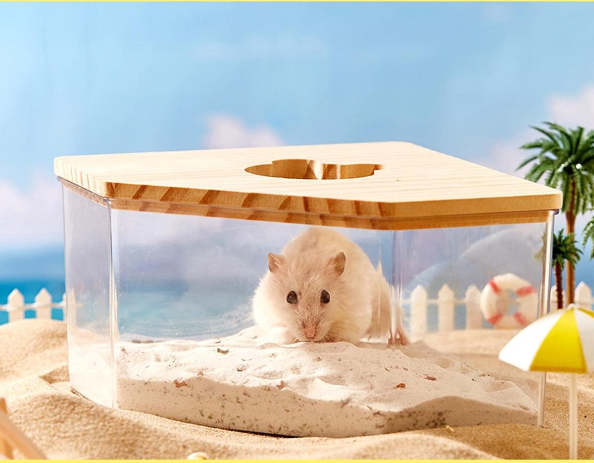 Sand Bath for Mice - Toilet Sand Bath - Dustbath for Rodents - Wooden Hamsters - Rodent Accessory Sand Bath - Sand Tray Enclosed House - Sand Tray - Triangle - Sand Bath for Hamsters and Small Animals - For Hamsters/Gerbils - Image 4