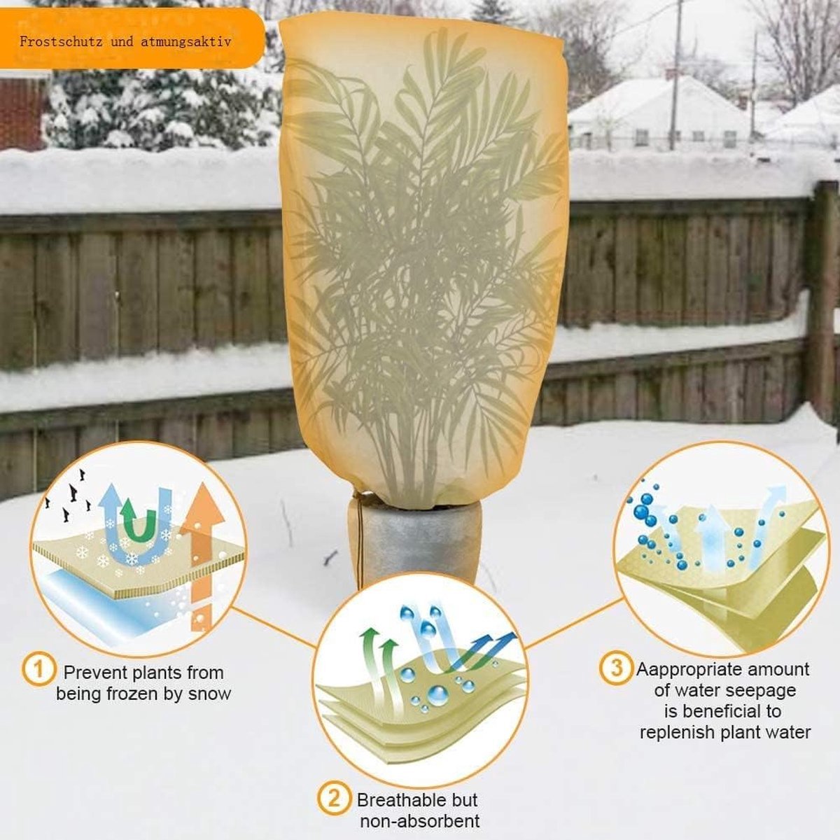 Frost Protection Plant Cover - 2 Pieces - Plant Cover - Frost Non-Woven Fabric - Plant Protective Covers - Plant Protection - Winter Protective Cover Tree/Plant - 60x80cm - Frost Protection Cover Plants - Winter Cover - Durable - Zipper - UV Permeable - Image 2