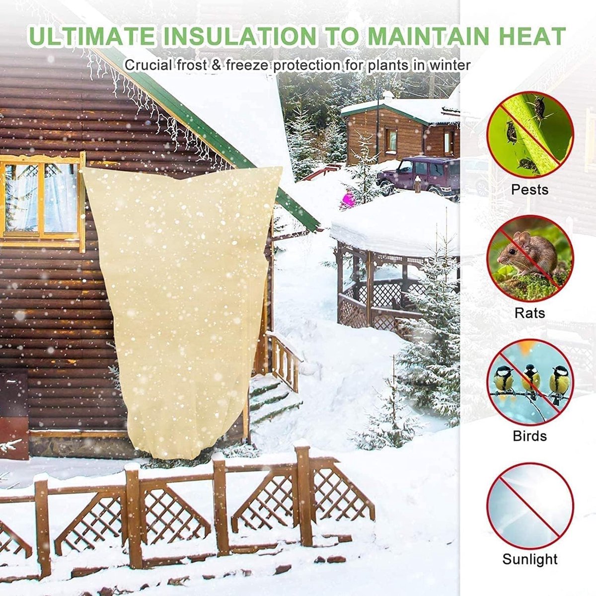 Frost Protection Plant Cover - 2 Pieces - Plant Cover - Frost Non-Woven Fabric - Plant Protective Covers - Plant Protection - Winter Protective Cover Tree/Plant - 60x80cm - Frost Protection Cover Plants - Winter Cover - Durable - Zipper - UV Permeable - Image 3