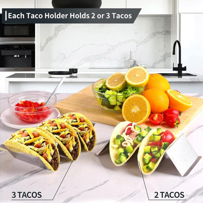Taco Holder with 3 Compartments - Set of 2 - Stainless Steel - Taco Holder - Tortilla Holder - Tortilla Stand - Taco Rack - Taco and Tortilla Rack - Oven Safe - For 6 Tacos - Serving Dishes - Cooking & Dining - Cookware - Image 4