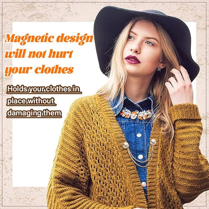 Magnetic Cardigan Clip - 3 Pieces - Cardigan Clamp - Mini Magnetic Brooch - With Chains - Women's Cardigan Fastener - Women's Cardigan Clip - Cardigan Pin - Cardigan Clip - Magnetic Brooch - Magnetic Headscarf - Scarf - Blouse - Knitted Coat - Dresses - C - Image 5