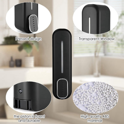Shampoo Dispenser - Soap Dispenser - Refillable - Large Capacity - 350 ml - Wall-Mounted - Soap Pump - Small Soap Pump - Black - Wall Mount - Easy to Install - No Electricity Required - Durable - For Bathroom, Hotel - Image 3