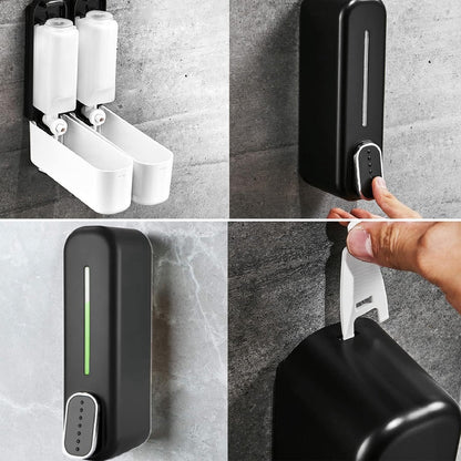 Shampoo Dispenser - Soap Dispenser - Refillable - Large Capacity - 350 ml - Wall-Mounted - Soap Pump - Small Soap Pump - Black - Wall Mount - Easy to Install - No Electricity Required - Durable - For Bathroom, Hotel - Image 5