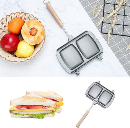 Reversible Sandwich Maker - Double-Sided Frying Pan - Contact Grill - Non-Stick Gas Toaster - Sandwich Plate - With Handle - Omelet Sandwich Maker - Grey - Image 2