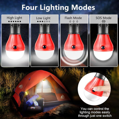 Camping Lamp - 4-Piece - Camping - Creative Adjustable LED Tent Lamp - Portable Camping Lamp - Camp Lamp - Tent Lighting - Lights - IPX4 Waterproof - Bright - Battery Operated Emergency - 4 Lighting Modes - for Outdoor / Fishing / Travel / Camping - Image 2