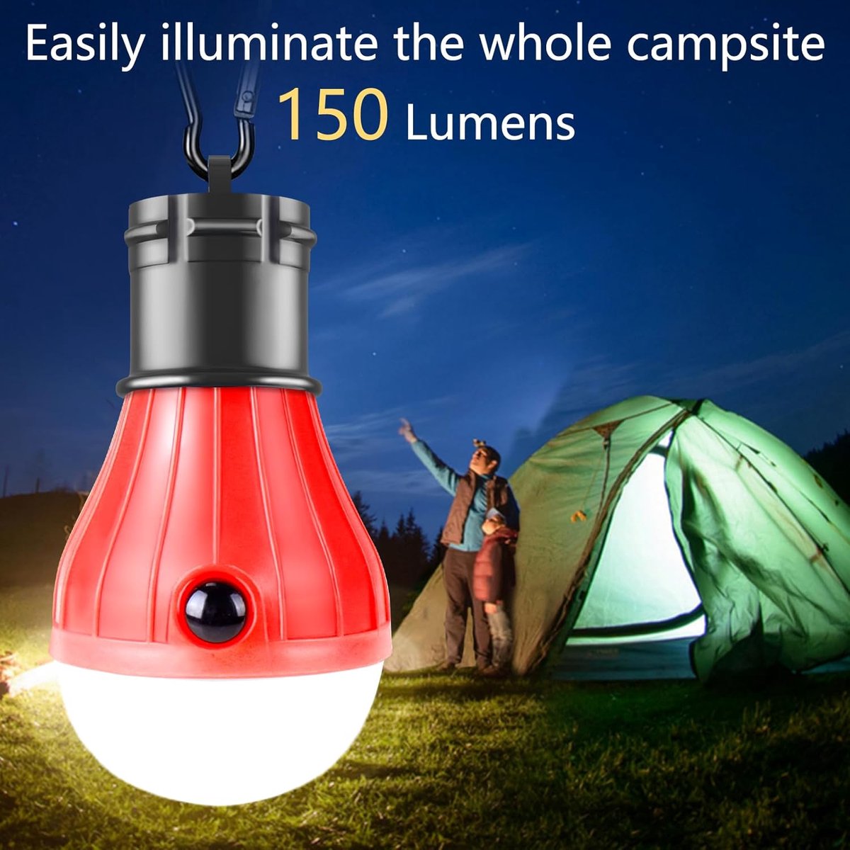 Camping Lamp - 4-Piece - Camping - Creative Adjustable LED Tent Lamp - Portable Camping Lamp - Camp Lamp - Tent Lighting - Lights - IPX4 Waterproof - Bright - Battery Operated Emergency - 4 Lighting Modes - for Outdoor / Fishing / Travel / Camping - Image 3