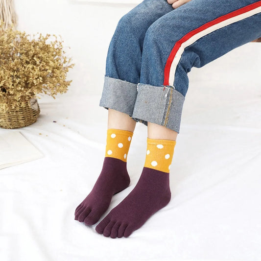 Toe Socks 5 Pairs - Toe Socks - Women's - Cotton - Yoga Socks - Smooth Toe Seam - Runner Toe Socks - Flip-flop Socks - Toe Socks - Toe Socks - Toesocks - Ladies - Antibacterial - Breathable - Comfortable Socks - Image 5