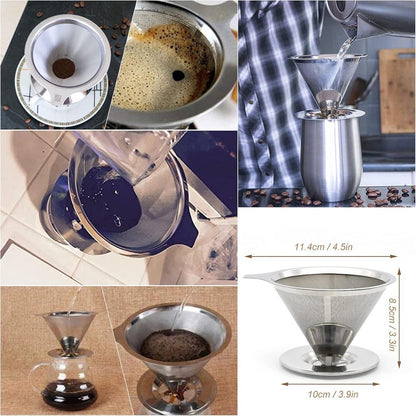 Reusable coffee filter for 6 cups - stainless steel permanent filter - clean after use - Image 2