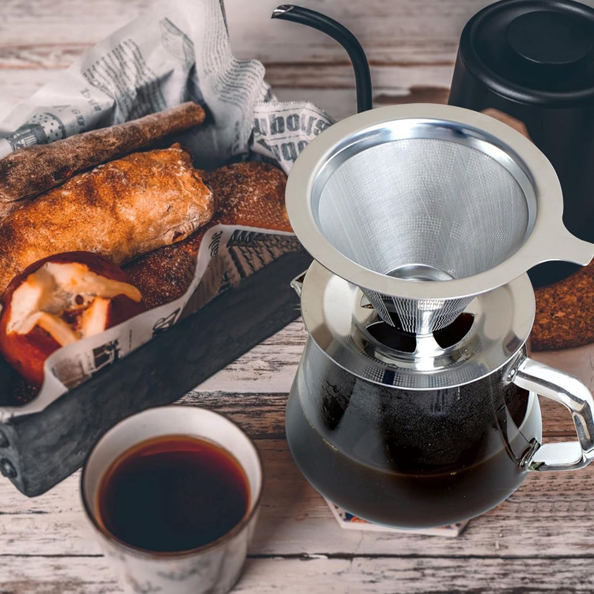 Reusable coffee filter for 6 cups - stainless steel permanent filter - clean after use - Image 4