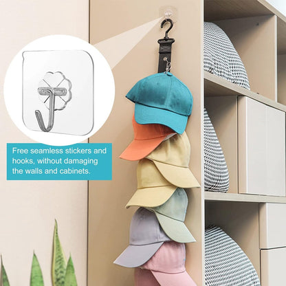 Hat Rack - 2 Pieces - Cap Rack - Cap Organizer - Wall Hat Hook - Hat Holder - Simple Hat Rack - Clothes Hanger - Cap Organizer - Cap Holder - Hanging Baseball Cap - Wall Mount with Hooks - 360 Degree Rotatable - 8 Hat Storage Clips - Image 2