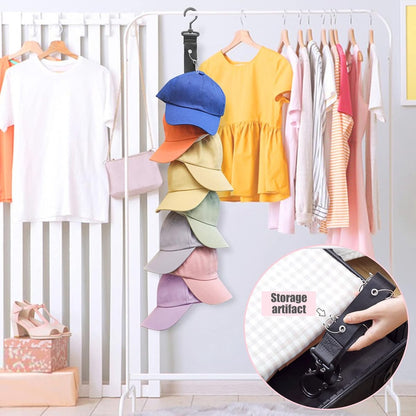 Hat Rack - 2 Pieces - Cap Rack - Cap Organizer - Wall Hat Hook - Hat Holder - Simple Hat Rack - Clothes Hanger - Cap Organizer - Cap Holder - Hanging Baseball Cap - Wall Mount with Hooks - 360 Degree Rotatable - 8 Hat Storage Clips - Image 4