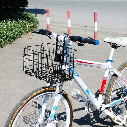 Bicycle Basket - Professional Front Bicycle Basket - Universal Handlebar Bicycle Basket - Small Bicycle Basket - Bicycle Crate - Fine Mesh Steel - with Handle and Hooks - Ideal for Bicycle / Scooter / Everyday Cyclists / Cycling Enthusiasts - Black - Image 2