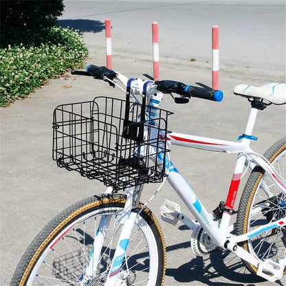 Bicycle Basket - Professional Front Bicycle Basket - Universal Handlebar Bicycle Basket - Small Bicycle Basket - Bicycle Crate - Fine Mesh Steel - with Handle and Hooks - Ideal for Bicycle / Scooter / Everyday Cyclists / Cycling Enthusiasts - Black - Image 2