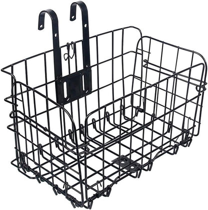 Bicycle Basket - Professional Front Bicycle Basket - Universal Handlebar Bicycle Basket - Small Bicycle Basket - Bicycle Crate - Fine Mesh Steel - with Handle and Hooks - Ideal for Bicycle / Scooter / Everyday Cyclists / Cycling Enthusiasts - Black - Image 4