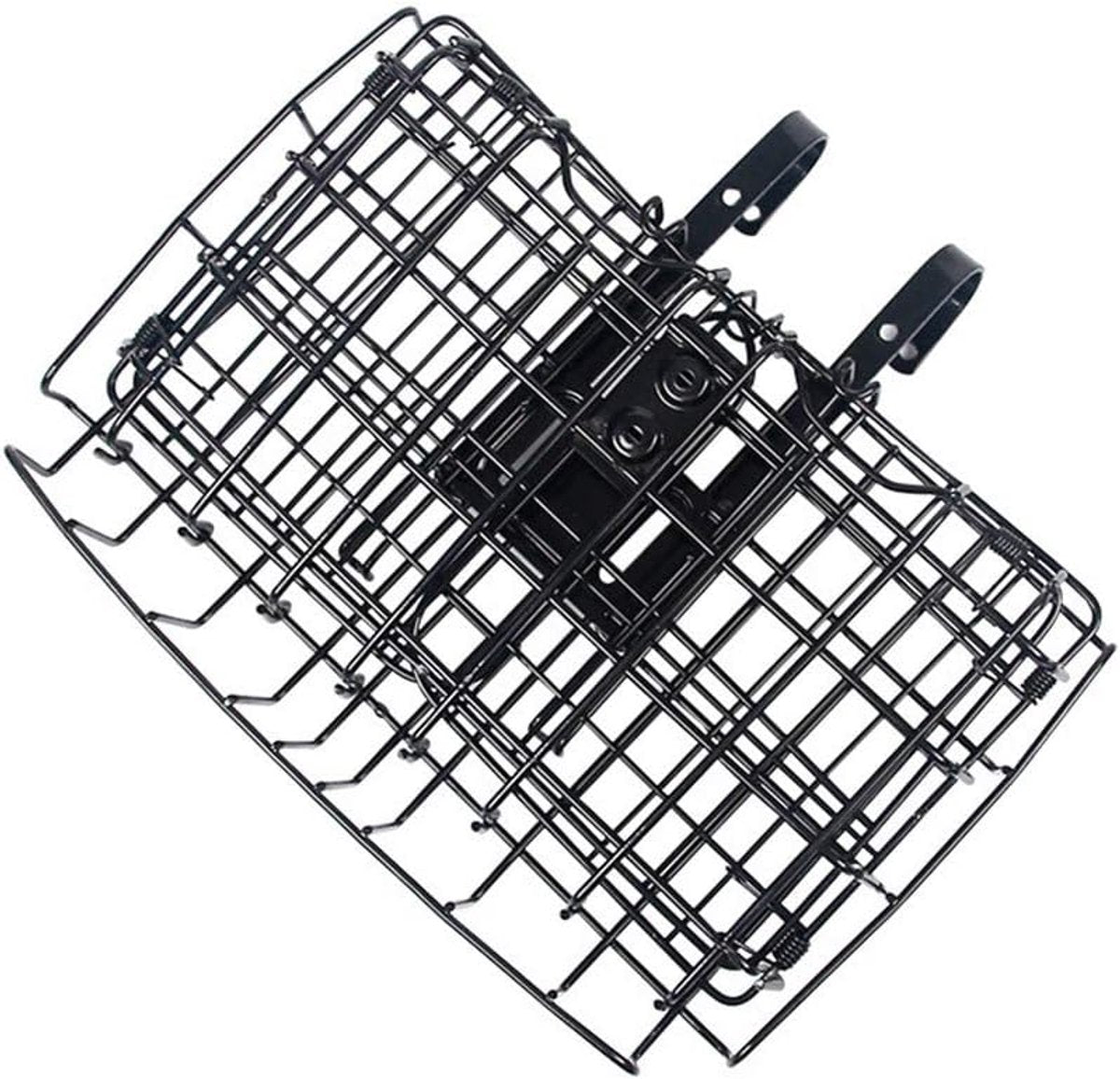 Bicycle Basket - Professional Front Bicycle Basket - Universal Handlebar Bicycle Basket - Small Bicycle Basket - Bicycle Crate - Fine Mesh Steel - with Handle and Hooks - Ideal for Bicycle / Scooter / Everyday Cyclists / Cycling Enthusiasts - Black - Image 5