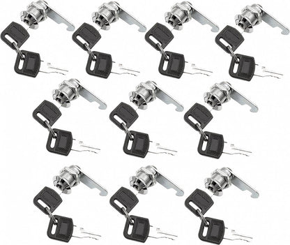 Tilt Lock - 10 Pieces - Locker Lock - Letterbox Lock - 16 mm - Includes 20 Keys - Furniture Lock - Drawer Lock - Small Lock with Keys - Sturdy Letterbox Lock - Protect Your Privacy - 10-Piece Value Set