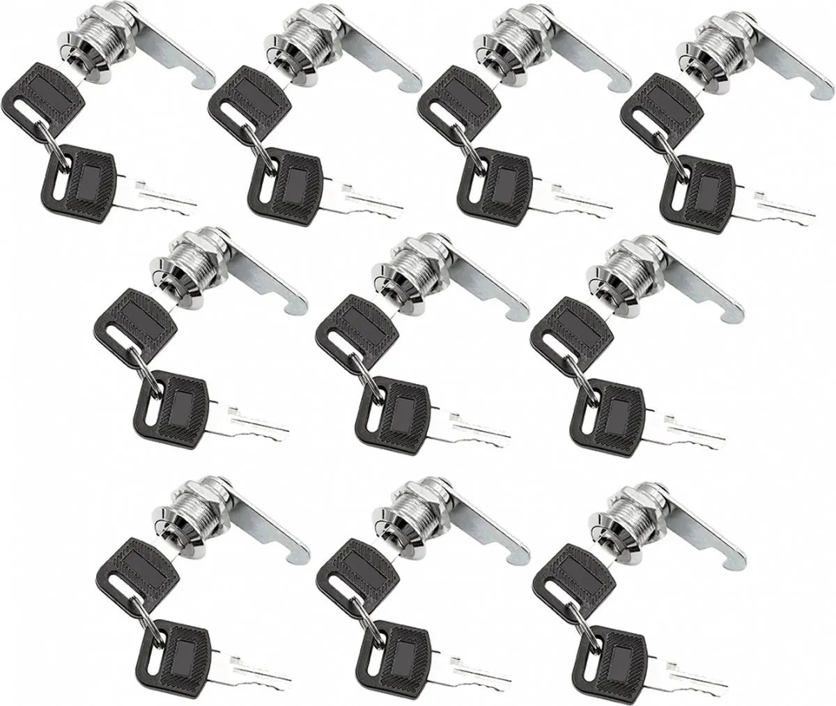 Tilt Lock - 10 Pieces - Locker Lock - Letterbox Lock - 16 mm - Includes 20 Keys - Furniture Lock - Drawer Lock - Small Lock with Keys - Sturdy Letterbox Lock - Protect Your Privacy - 10-Piece Value Set