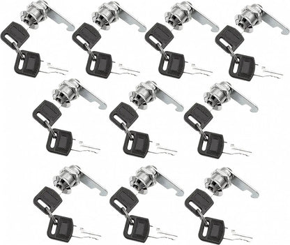 Tilt Lock - 10 Pieces - Locker Lock - Letterbox Lock - 16 mm - Includes 20 Keys - Furniture Lock - Drawer Lock - Small Lock with Keys - Sturdy Letterbox Lock - Protect Your Privacy - 10-Piece Value Set