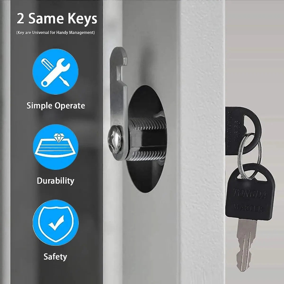 Tilt Lock - 10 Pieces - Locker Lock - Letterbox Lock - 16 mm - Includes 20 Keys - Furniture Lock - Drawer Lock - Small Lock with Keys - Sturdy Letterbox Lock - Protect Your Privacy - 10-Piece Value Set - Image 3