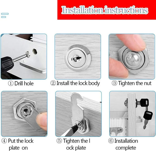 Tilt Lock - 10 Pieces - Locker Lock - Letterbox Lock - 16 mm - Includes 20 Keys - Furniture Lock - Drawer Lock - Small Lock with Keys - Sturdy Letterbox Lock - Protect Your Privacy - 10-Piece Value Set - Image 5